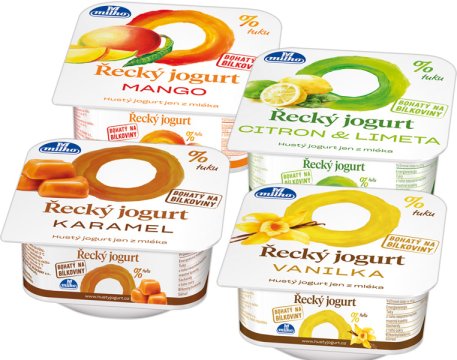Jogurt odtučněný mangový; Jogurt odtučněný citronovo-limetkový; Jogurt karamelový;