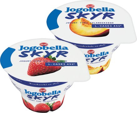 Jogurt islandského typu s jahodovou / broskvovo-marakujovou složkou. Tuk: 0%