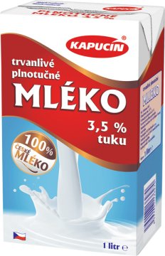 trvanlivé mléko plnotučné