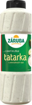 Tatarská omáčka. Studená ochucená emulgovaná omáčka. Emulgováno s obsahem tuku 44 %.