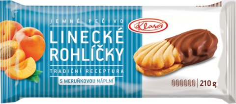 Jemné pečivo s meruňkovou náplní a mléčnou cukrářskou polevou